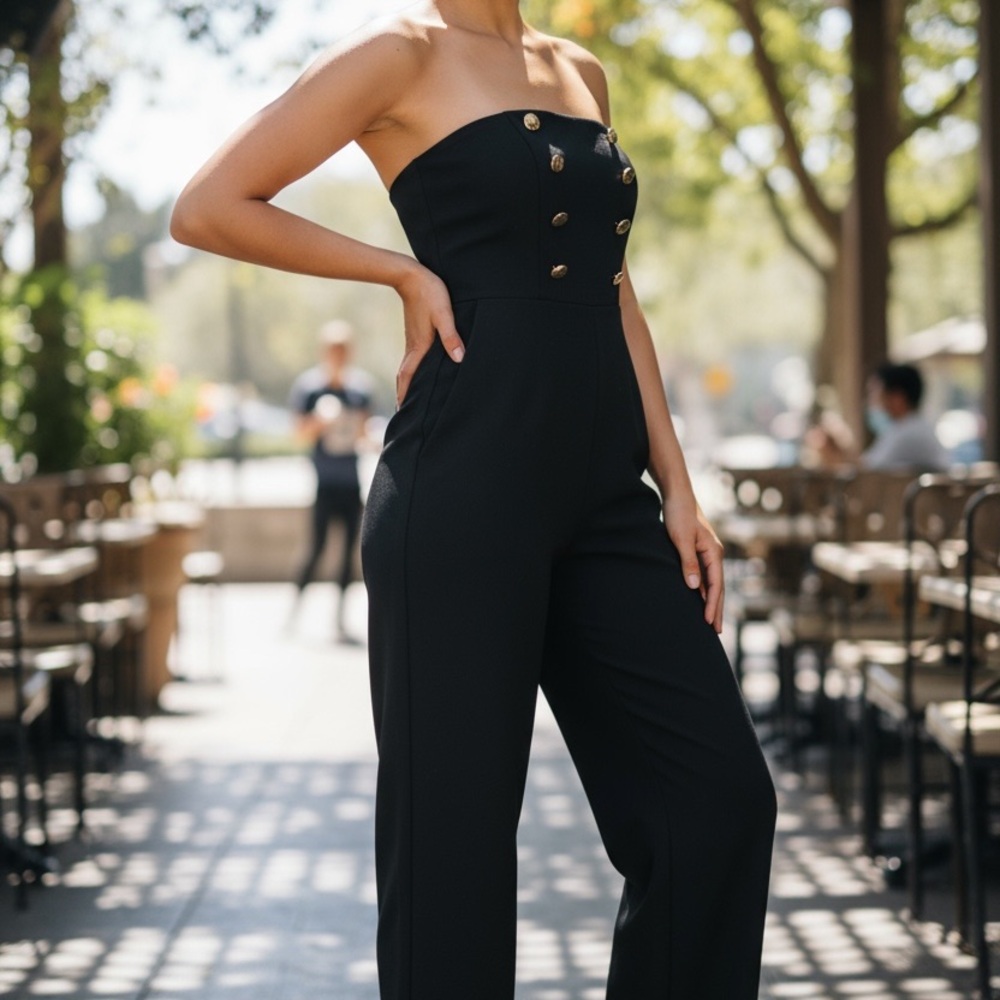 Miss Selfridge Elegant Black Jumpsuit with Gold Accents